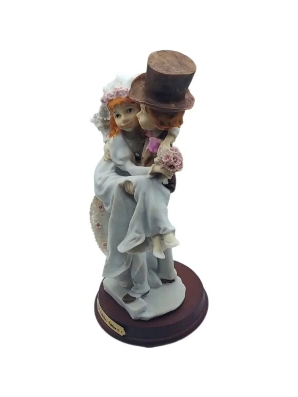 Just Married Porcelain Bride & Groom Crossing the Threshold Collectors Figurine